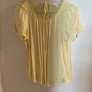 LC Lauren Conrad Light Yellow Eyelet Blouse